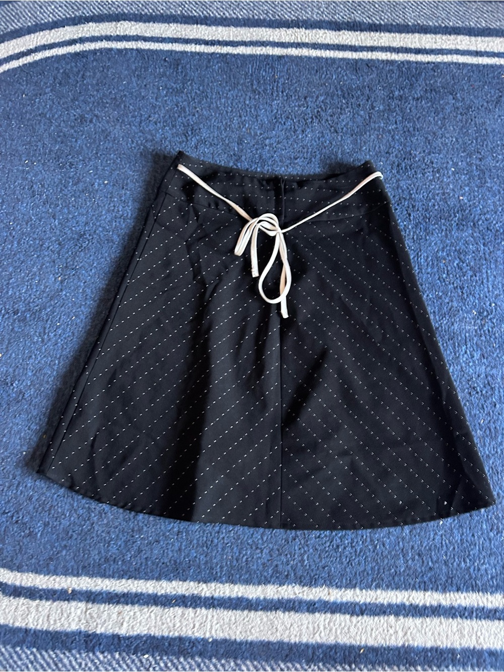 My Michelle Black A-Line Skirt with Cream Tie Waist